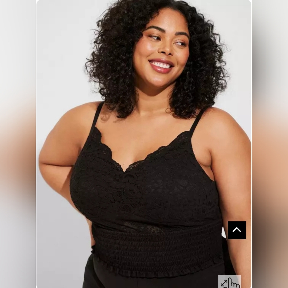 Torrid Black Smocked Crop Top